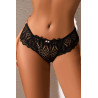 String dentelle dos lacé Noir - Litolu Lingerie