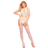 Top brassière et collant ouvert blanc