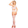 Top brassière et collant ouvert blanc