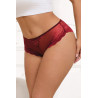 Tanga dentelle bijou Coeur Bordeaux - Litolu Lingerie