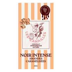 Chocolat noir amandes caramélisées - Tablette 100g - Les canailles
