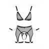 Ensemble Fetish noir en dentelle - Cotelli Bondage