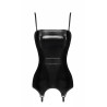 Corset porte-jarretelle vinyle Dominae F381 - Noir Handmade