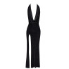 Robe longue fendue Onyx F373 - Noir Handmade