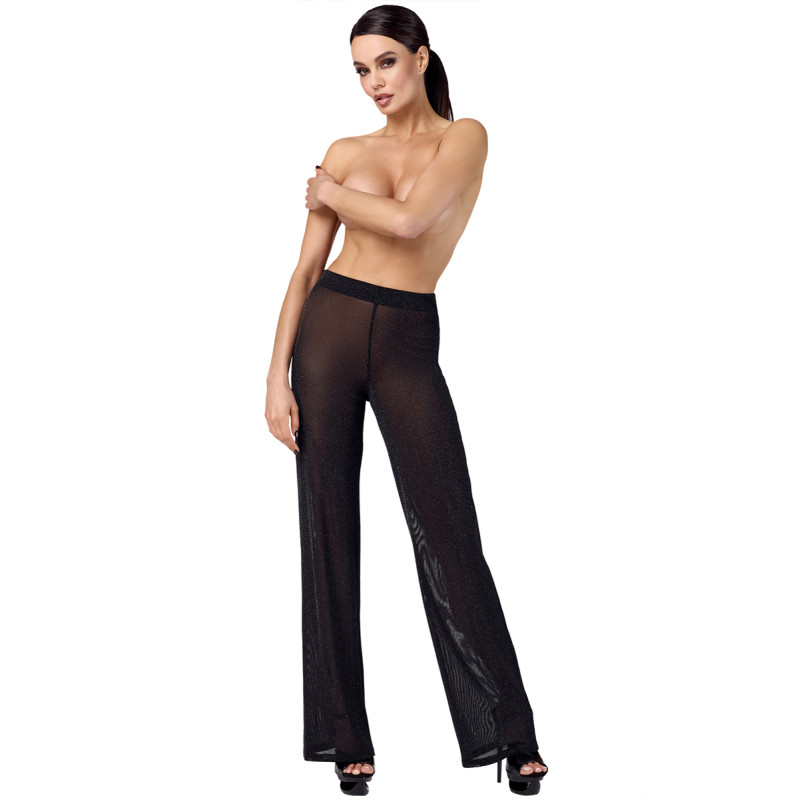 Pantalon en maille pailletée Onyx F374 - Noir Handmade