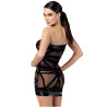 Mini robe floquée à épaules nues Bondesque F359 - Noir Handmade