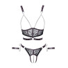 Ensemble ouvert 3 pièces noires - Cotelli Bondage 