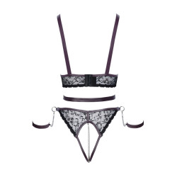 Ensemble ouvert 3 pièces noires - Cotelli Bondage 