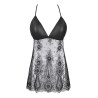 Nuisette dentelle et wetlook noire V-9789 - Axami