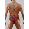Slip type brésilien ouvert zébré rouge et noir - Regnes