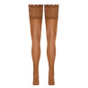 Bas autofixants large jarretière dentelle beige - Cotelli Legwear