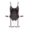 Body à jarretelles ouvert avec menottes - Cottelli Bondage