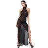 Robe longue en maille pailletée Onyx F372 - Noir Handmade