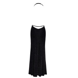Robe longue fendue Onyx F373 - Noir Handmade