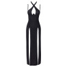 Robe longue à décolleté plongeant noire argentée - Cottelli PARTY 