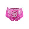 Tanga lacé dentelle taille haute Rose - Litolu Lingerie