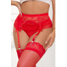 Porte-jarretelles dentelle et string Rouge - Litolu Lingerie