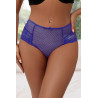 Tanga lacé dentelle taille haute Bleu - Litolu Lingerie