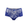 Tanga lacé dentelle taille haute Bleu - Litolu Lingerie