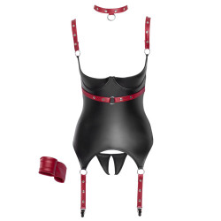 Ensemble ouvert avec collier et menottes - Cotelli Bondage