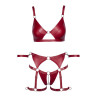 Set soutien-gorge et slip à jarretelles ouvert rouge - Cottelli BONDAGE  