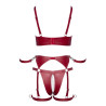 Set soutien-gorge et slip à jarretelles ouvert rouge - Cottelli BONDAGE  