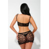 Ensemble top et jupe résille noir - J Lingerie