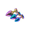 3 plugs coeur Crystal Heart métal arc-en-ciel - DIK