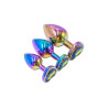 3 plugs coeur Crystal Heart métal arc-en-ciel - DIK