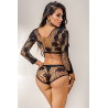 Ensemble top et shorty résille noir - J Lingerie