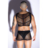 Ensemble top et boxer noir en maille résille - J Lingerie