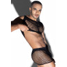 Ensemble top et boxer noir en maille résille - J Lingerie
