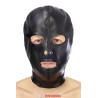Cagoule BDSM 3 ouvertures en simili cuir - Fetish Tentation