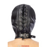 Cagoule BDSM 3 ouvertures en simili cuir - Fetish Tentation